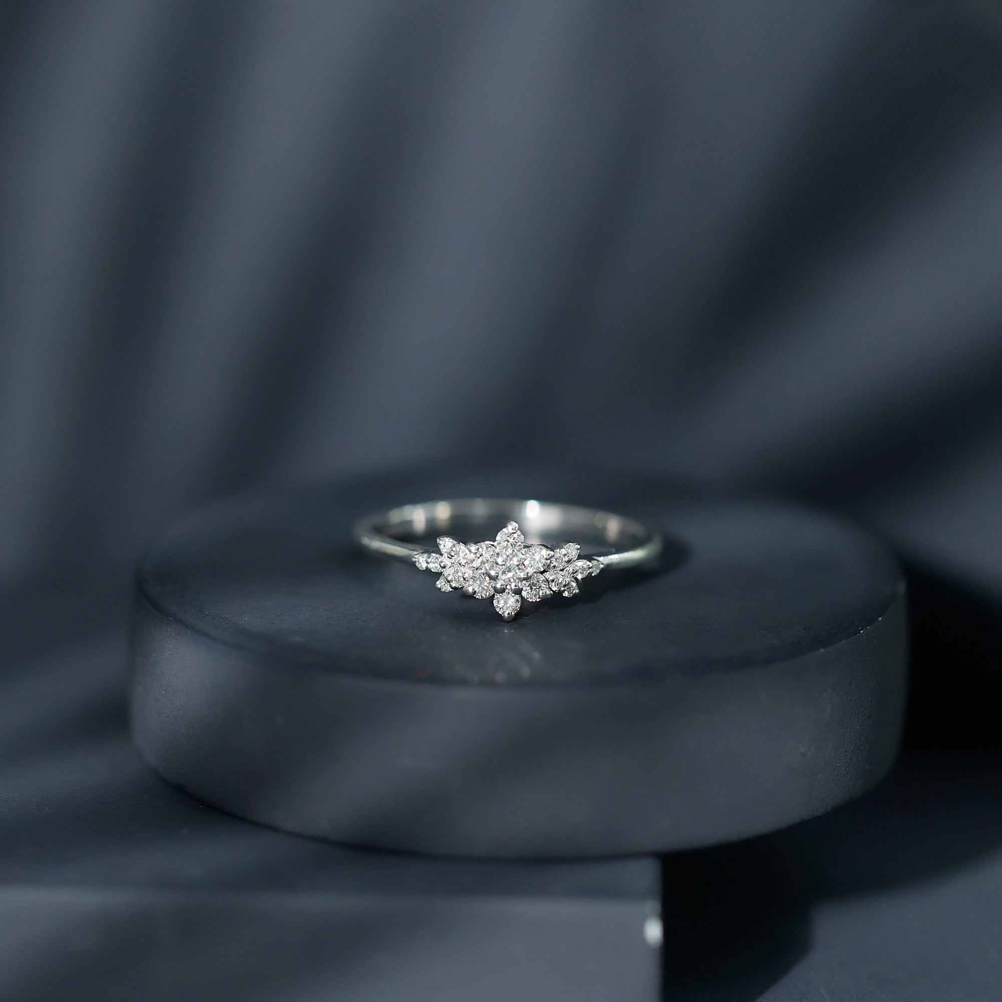 Rosec Jewels-Certified Moissanite Flower Cluster Ring for Women