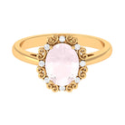 Vintage Inspired Oval Rose Quartz and Diamond Engagement Ring Rose Quartz - ( AAA ) - Quality - Rosec Jewels