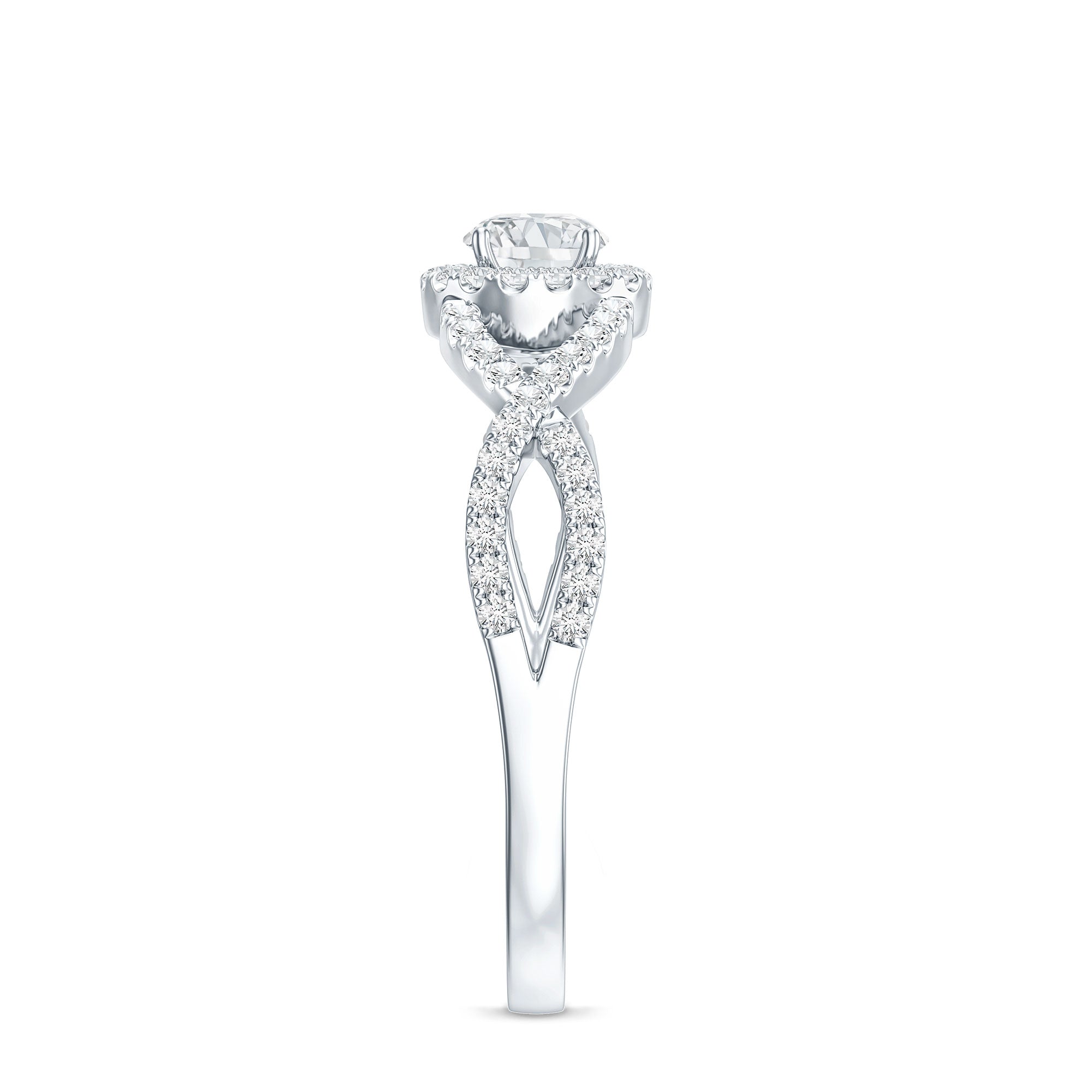 Round Shape Moissanite Crossover Engagement Ring for Women D-VS1 - Rosec Jewels
