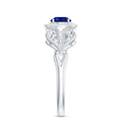 Certified 0.6 Carat Lab Grown Blue Sapphire Retro Engagement Ring with Diamond AAAA - Rosec Jewels