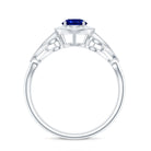 Certified 0.6 Carat Lab Grown Blue Sapphire Retro Engagement Ring with Diamond AAAA - Rosec Jewels