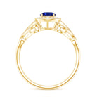 Certified 0.6 Carat Lab Grown Blue Sapphire Retro Engagement Ring with Diamond AAAA - Rosec Jewels