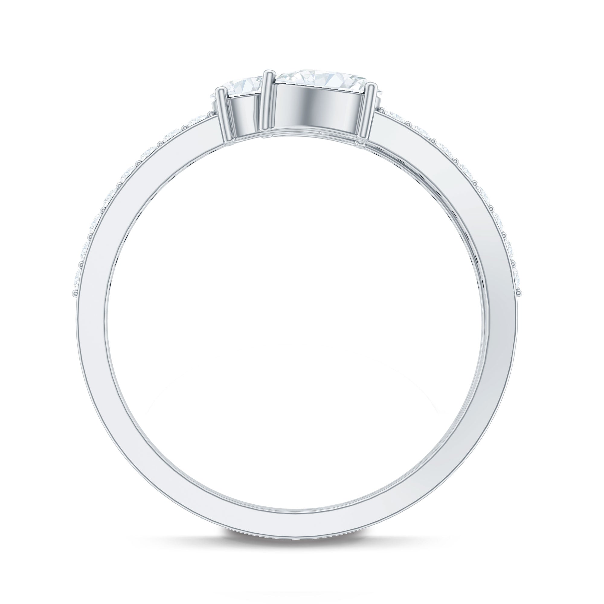 East West Style Moissanite 3 Stone Wrap Ring D-VS1 - Rosec Jewels