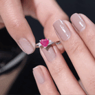 Real 0.6 Carat Ruby Diamond Heart Promise Ring with Bypass Shank AAA - Rosec Jewels
