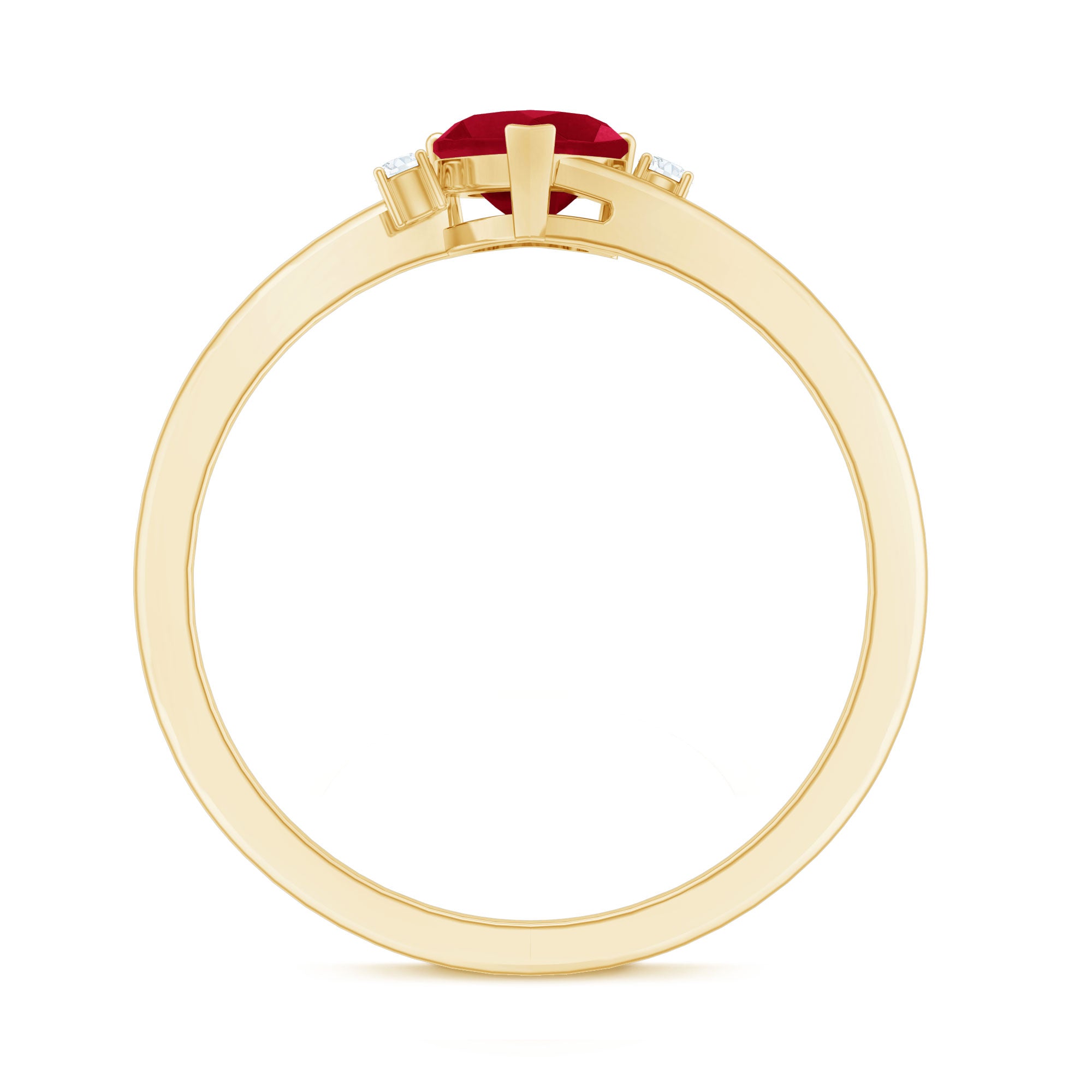 Real 0.6 Carat Ruby Diamond Heart Promise Ring with Bypass Shank AAA - Rosec Jewels
