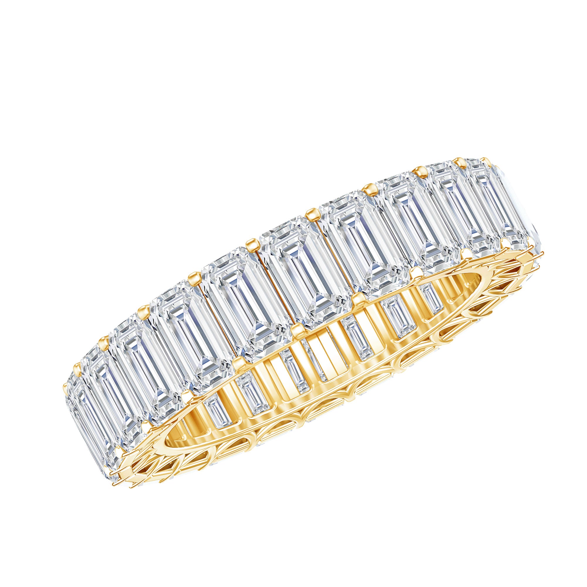 Emerald Cut Zircon Full Eternity Band Ring AAAA - Rosec Jewels