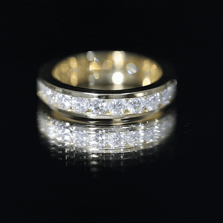 Channel Set Round Moissanite Full Eternity Band Ring D-VS1 - Rosec Jewels