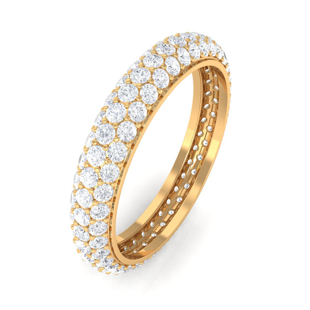 3 CT Simulated Diamond Three Row Eternity Band in Gold Zircon - ( AAAA ) - Quality - Rosec Jewels