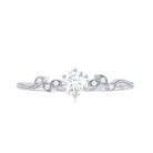 Rosec Jewels-Minimalist Moissanite Leaf Promise Ring with Beaded Detail