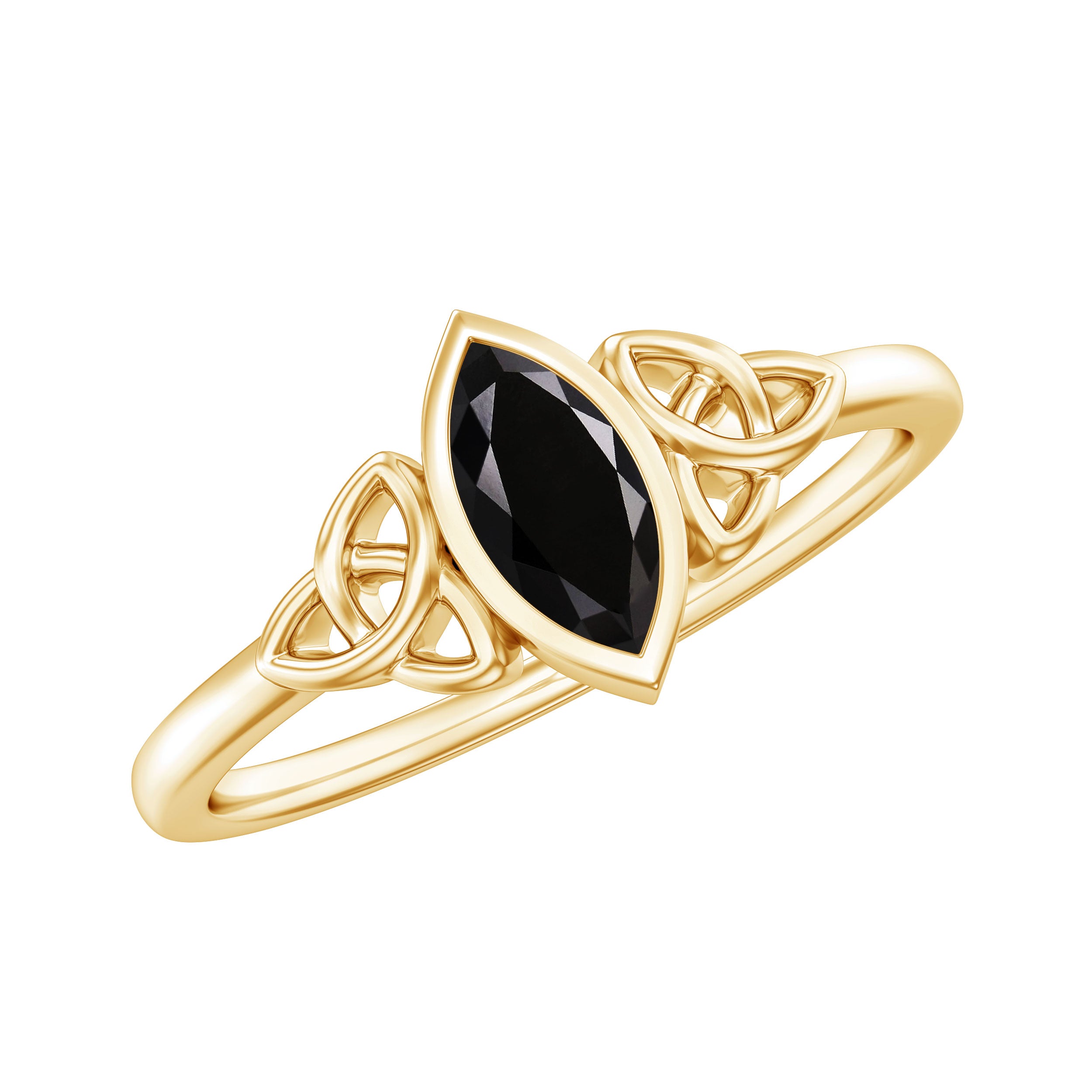 Rosec Jewels-Marquise Shape Black Spinel Solitaire Promise Ring