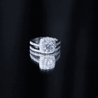 2 Carat Cubic Zirconia Engagement Ring with Wedding Band in Silver AAAAA 92.5 Sterling Silver - Rosec Jewels