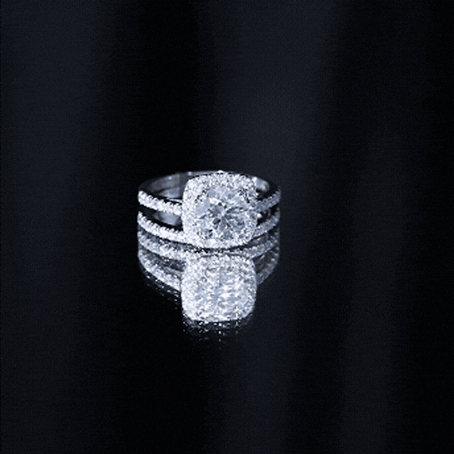 2 Carat Cubic Zirconia Engagement Ring with Wedding Band in Silver AAAAA 92.5 Sterling Silver - Rosec Jewels