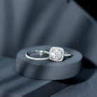 2 Carat Cubic Zirconia Engagement Ring with Wedding Band in Silver AAAAA 92.5 Sterling Silver - Rosec Jewels