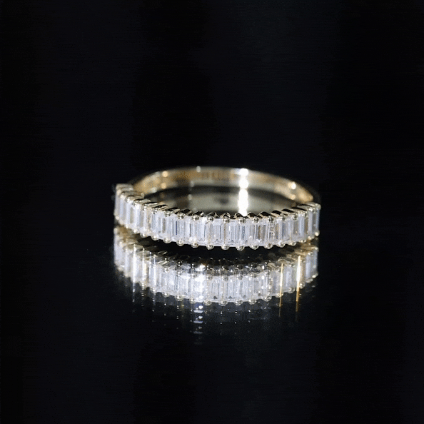 Minimal Baguette Cut Cubic Zirconia Half Eternity Ring AAAA - Rosec Jewels