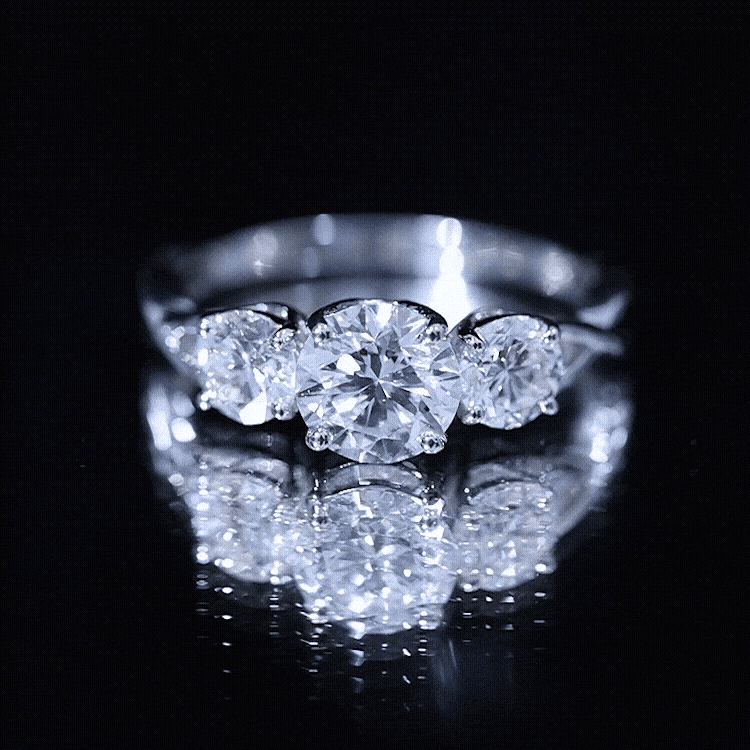 3 Stone Round Cubic Zirconia Crossover Engagement Ring AAAA - Rosec Jewels
