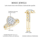 Certified Moissanite Teardrop Engagement Ring Set D-VS1 - Rosec Jewels