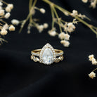 Certified Moissanite Teardrop Engagement Ring Set D-VS1 - Rosec Jewels