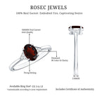 Natural Oval Garnet Engagement Ring with Diamond Trio AAA - Rosec Jewels