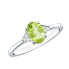 Natural Solitaire 1 Carat Peridot Oval Engagement Ring with Diamond AAA - Rosec Jewels