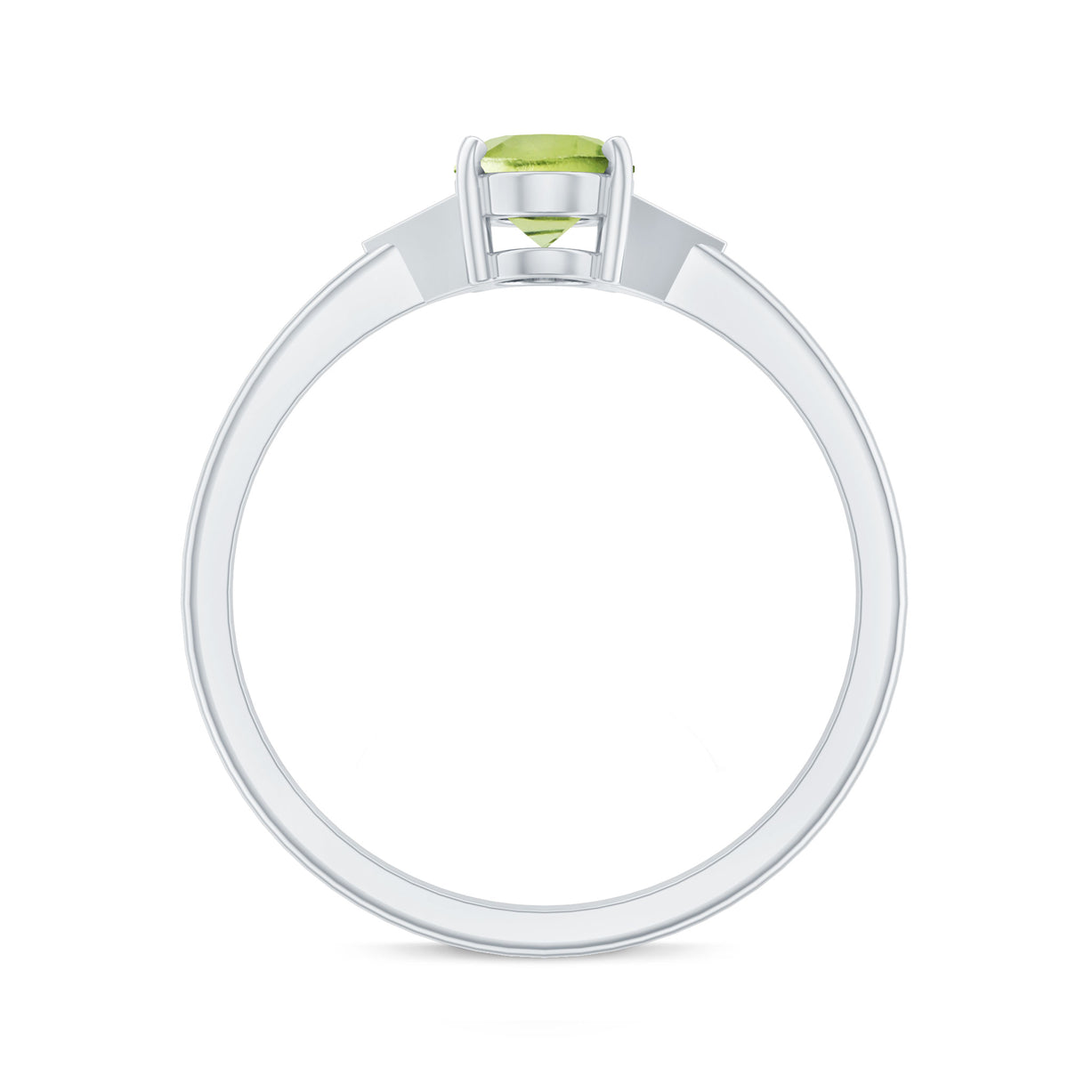 Natural Solitaire 1 Carat Peridot Oval Engagement Ring with Diamond AAA - Rosec Jewels