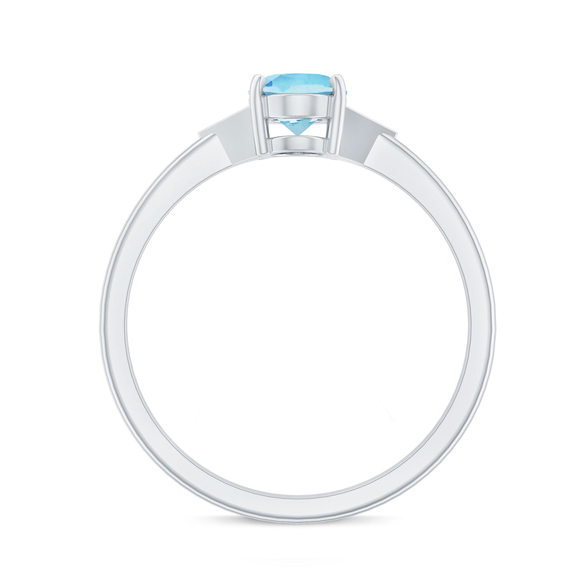 Genuine 1 Carat Aquamarine Oval Engagement Ring with Diamond AAA - Rosec Jewels