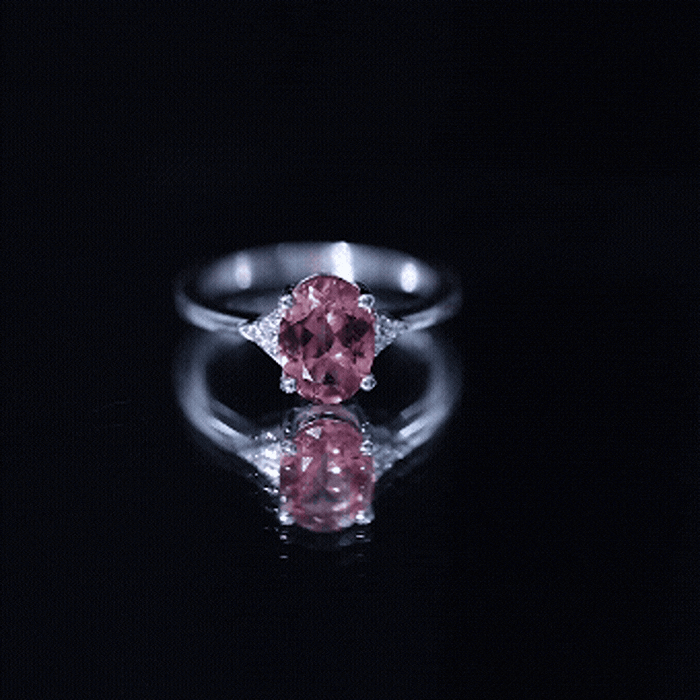 1 Carat Pink Tourmaline Oval Engagement Ring with Diamond AAA - Rosec Jewels