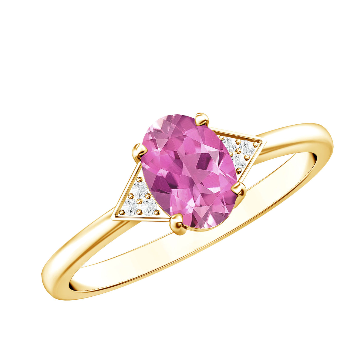 1 Carat Pink Tourmaline Oval Engagement Ring with Diamond AAA - Rosec Jewels