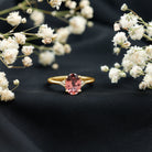 1 Carat Pink Tourmaline Oval Engagement Ring with Diamond AAA - Rosec Jewels