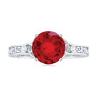 Solitaire Created Ruby Celtic Knot Ring with Diamond AAAA - Rosec Jewels