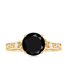 Vintage Inspired Black Onyx Celtic Engagement Ring with Diamond AAA - Rosec Jewels