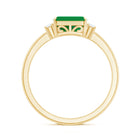 Rosec Jewels-Real Emerald Cut Emerald East West Engagement Ring with Diamond