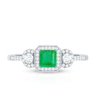 Princess Cut Emerald Classic Vintage Engagement Ring Diamond AAA - Rosec Jewels