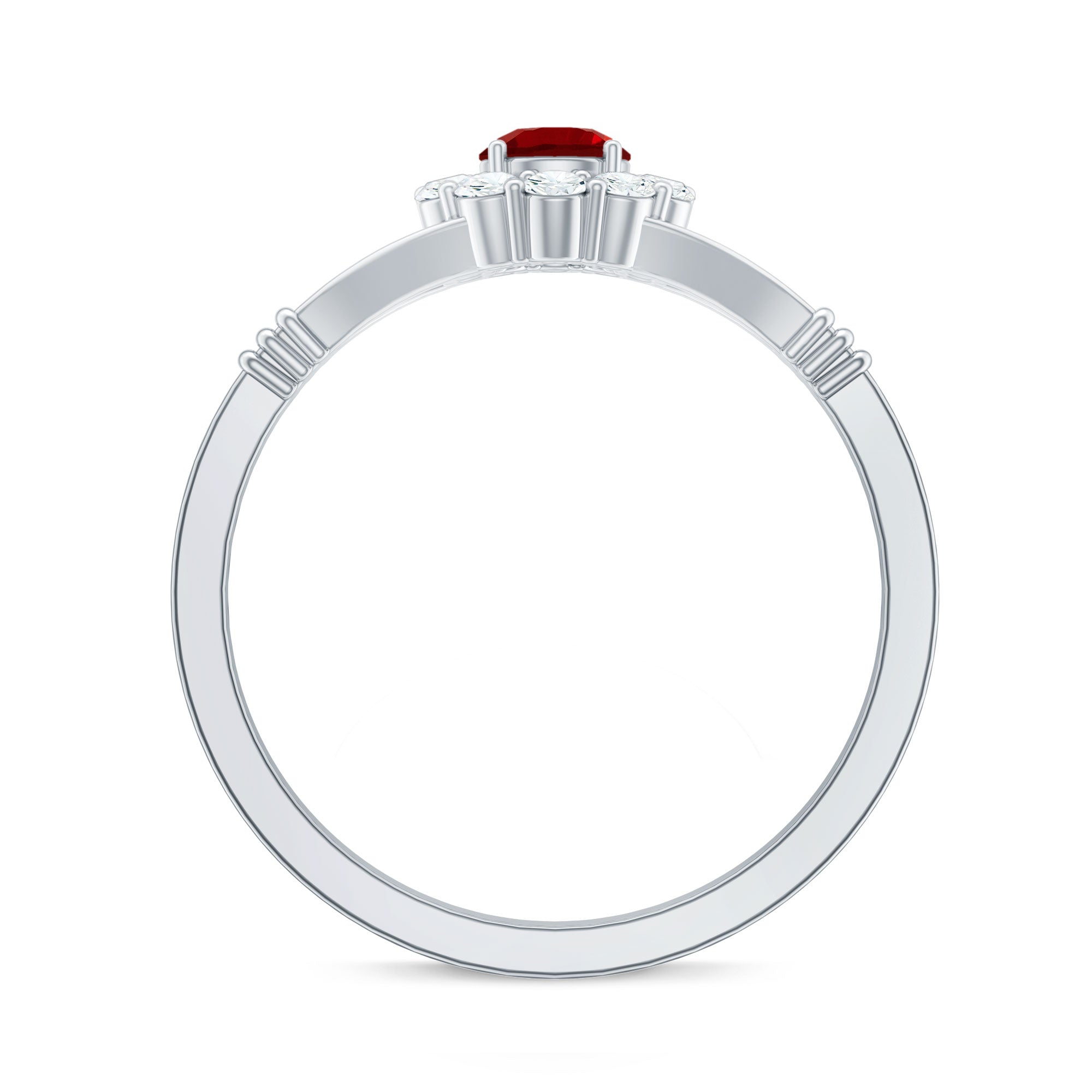 Lab Grown Ruby and Diamond Split Shank Engagement Ring AAAA - Rosec Jewels