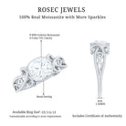 Vintage Style Cushion Moissanite Solitaire Ring in Bezel Setting D-VS1 - Rosec Jewels