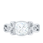 Cushion Cut Cubic Zirconia Vintage Inspired Solitaire Ring in Bezel Setting AAAA - Rosec Jewels