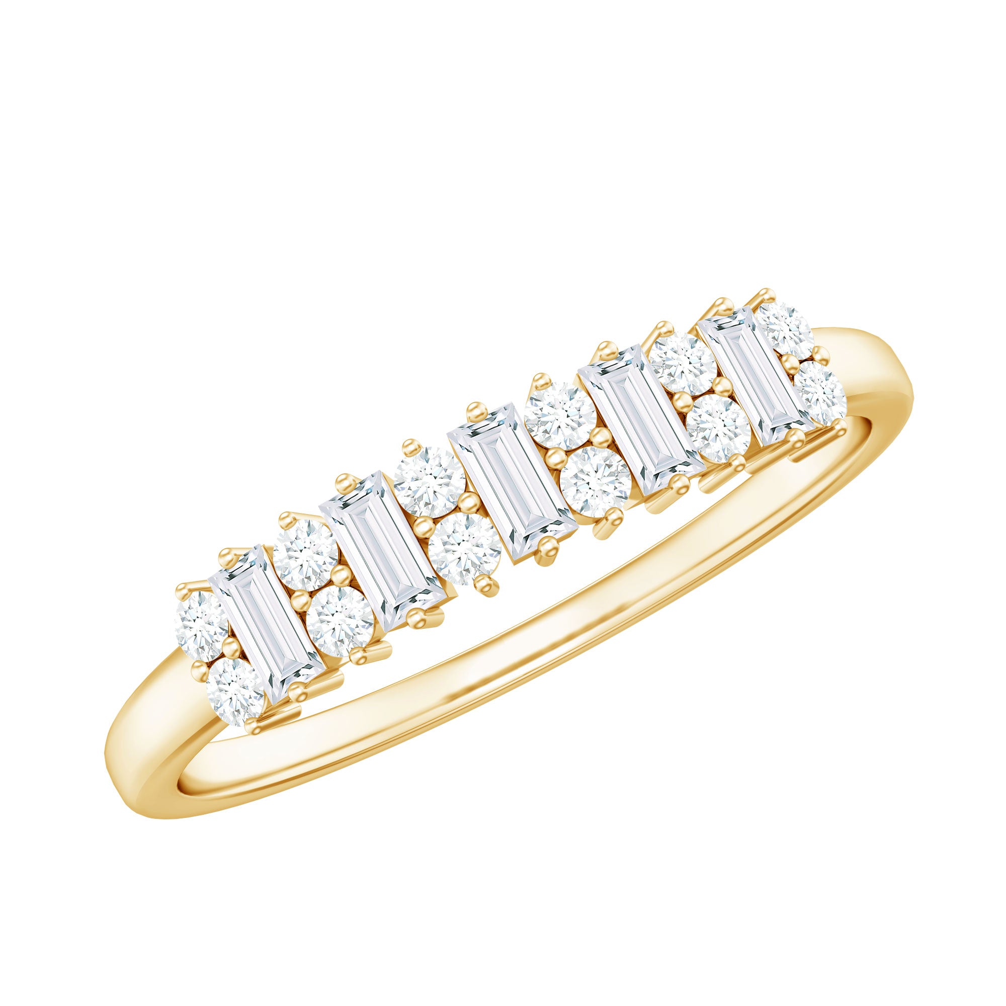 Anniversary Band Ring with Certified Moissanite Stones