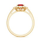 Certified Lab Grown Ruby Princess Cut Engagement Ring with Diamond Halo AAAA - Rosec Jewels