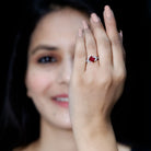 Princess Cut Lab Grown Ruby Solitaire Ring with Diamond AAAA - Rosec Jewels