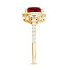 Rosec Jewels-Certified Cushion Cut Lab Ruby and Diamond Halo Engagement Ring