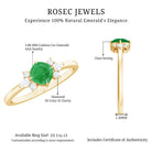 Certified Real Cushion Cut Emerald Engagement Ring with Diamond Trio AAA - Rosec Jewels