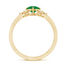 Certified Real Cushion Cut Emerald Engagement Ring with Diamond Trio AAA - Rosec Jewels