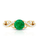 Rosec Jewels-Nature Inspired Emerald Engagement Ring with Natural Diamond