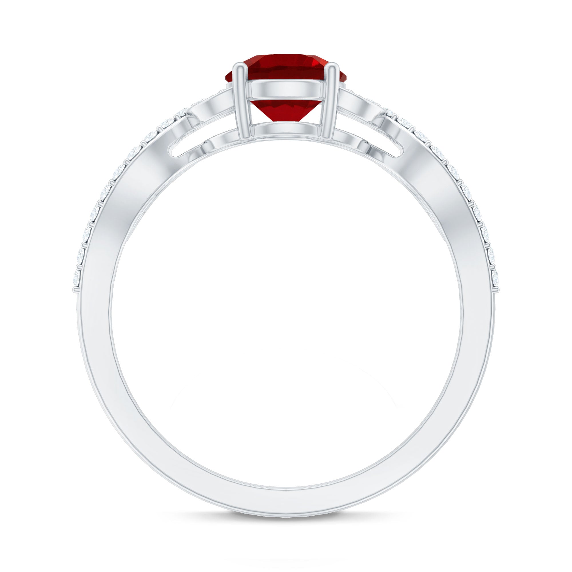 Rosec Jewels-Nature Inspired Lab Created Ruby Engagement Ring with Diamonds