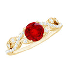 Rosec Jewels-Nature Inspired Lab Created Ruby Engagement Ring with Diamonds