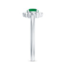 Certified Natural Emerald Flower Promise Ring with Certificate AAA - Rosec Jewels