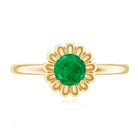 Certified Natural Emerald Flower Promise Ring with Certificate AAA - Rosec Jewels