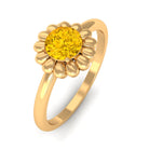 1/2 CT Round Cut Solitaire Yellow Sapphire Gold Flower Engagement Ring Yellow Sapphire - ( AAA ) - Quality - Rosec Jewels