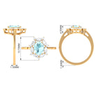 Oval Sky Blue Topaz Designer Halo Engagement Ring with Moissanite Sky Blue Topaz - ( AAA ) - Quality - Rosec Jewels