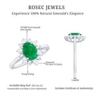 Rosec Jewels-Natural 5X7mm Oval Emerald Engagement Ring with Diamond Halo