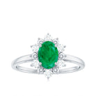 Rosec Jewels-Natural 5X7mm Oval Emerald Engagement Ring with Diamond Halo